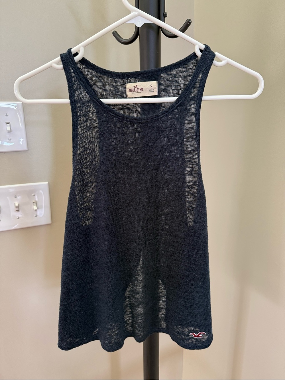 Hollister Women's Sheer Navy Knit Tank Top